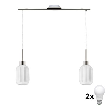 LED lampa wisząca HARMA 2xE27/60W/230V matowy chrom/biały