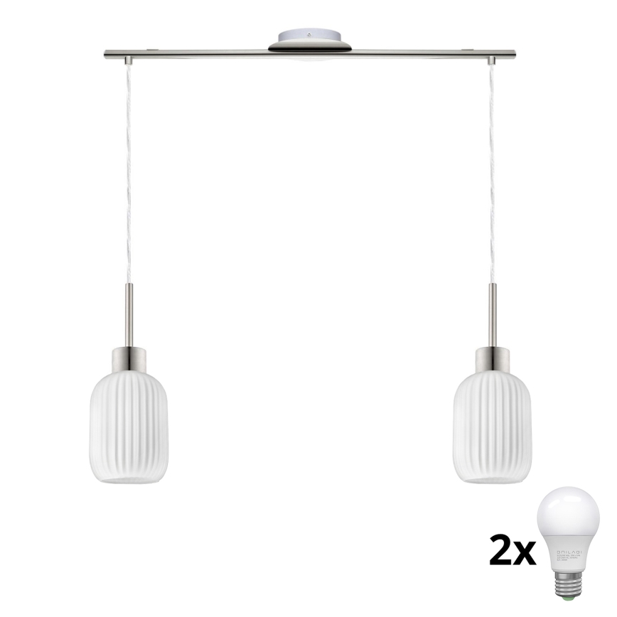 LED lampa wisząca HARMA 2xE27/60W/230V matowy chrom/biały