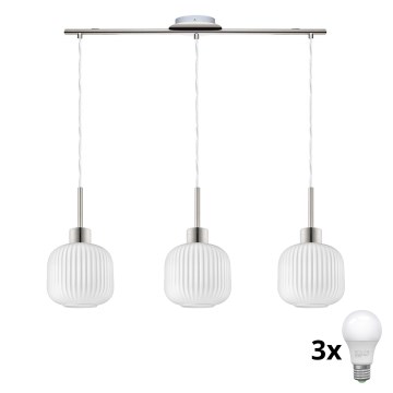 LED Lampa wisząca HARMA 3xE27/60W/230V matowy chrom/biały