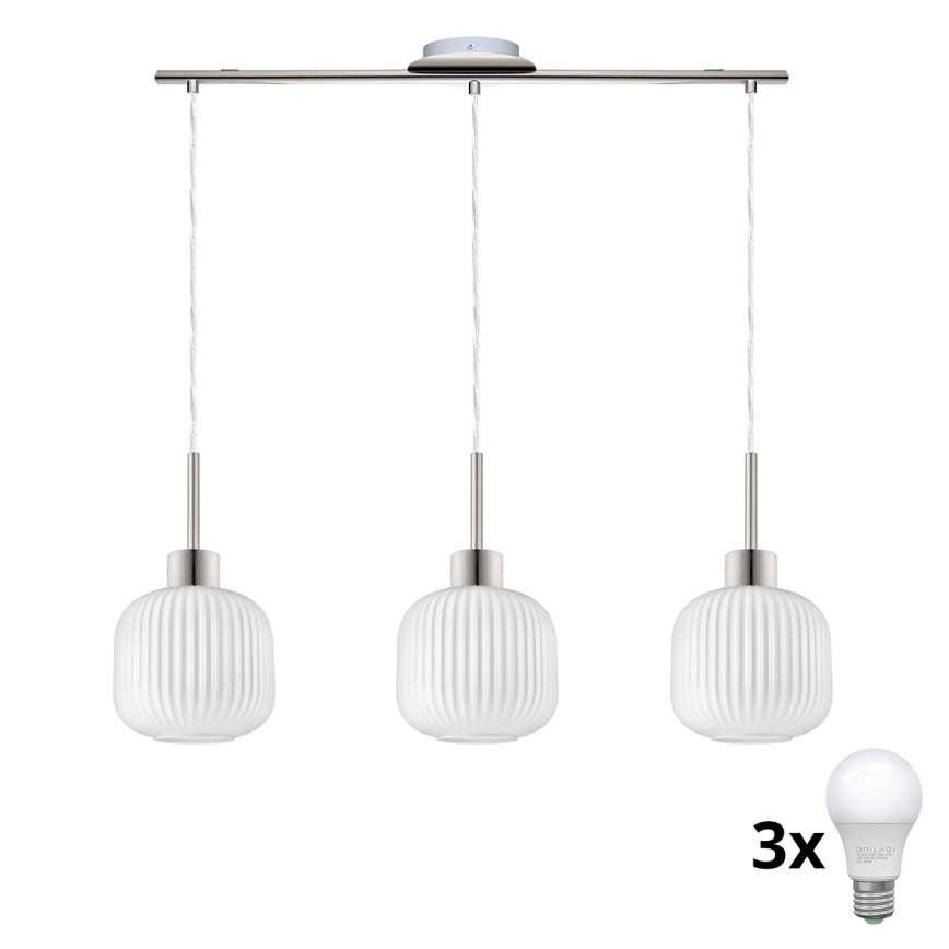 LED Lampa wisząca HARMA 3xE27/60W/230V matowy chrom/biały
