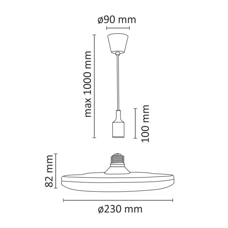 LED Lampa wisząca KIKI 1xE27/15W/230V czarna