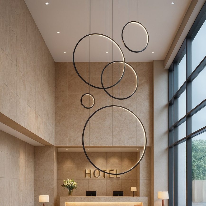 LED lampa wisząca na lince SATURNO LED/100W/230V czarna