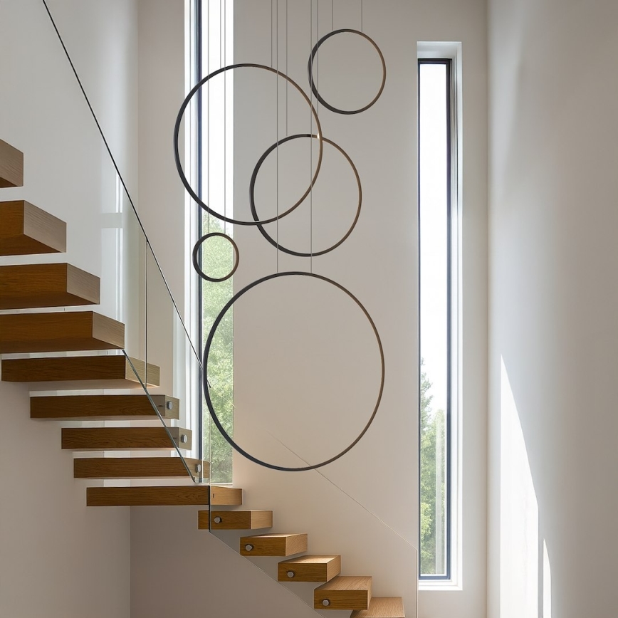 LED lampa wisząca na lince SATURNO LED/100W/230V czarna