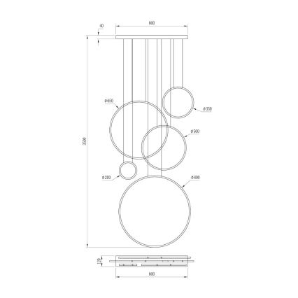 LED lampa wisząca na lince SATURNO LED/100W/230V czarna