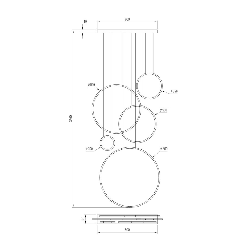 LED lampa wisząca na lince SATURNO LED/100W/230V czarna