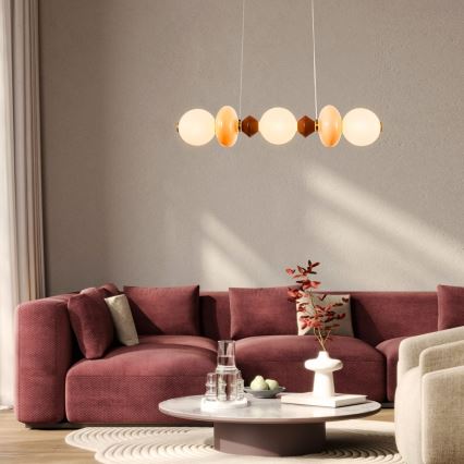 LED Lampa wisząca na przewodzie FLORES LED/20W/230V złota/pomarańczowa/brązowa