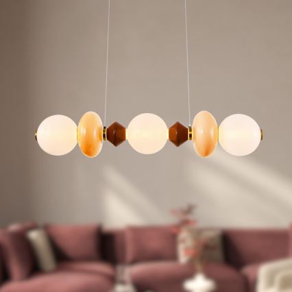 LED Lampa wisząca na przewodzie FLORES LED/20W/230V złota/pomarańczowa/brązowa
