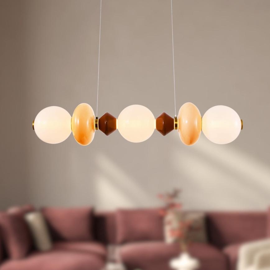 LED Lampa wisząca na przewodzie FLORES LED/20W/230V złota/pomarańczowa/brązowa