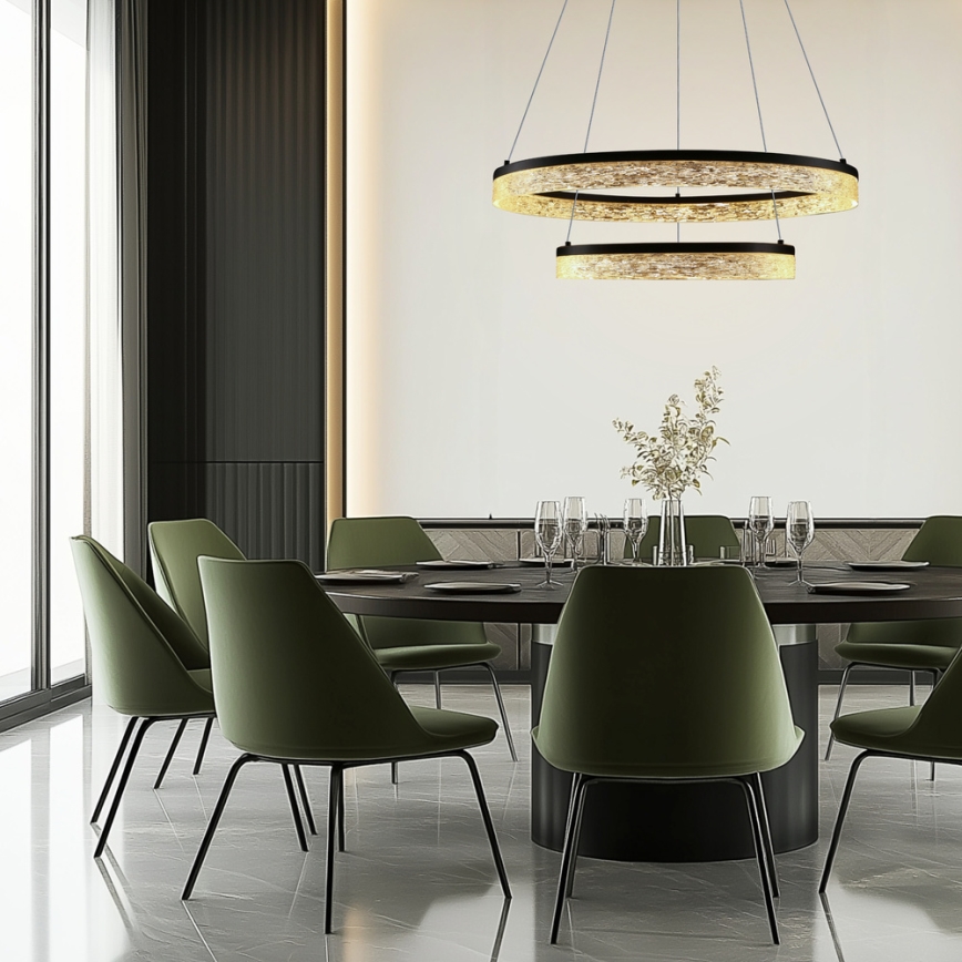 LED lampa wisząca na przewodzie FROZI LED/38W/230V śr. 60 cm czarna