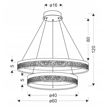 LED lampa wisząca na przewodzie FROZI LED/38W/230V śr. 60 cm czarna