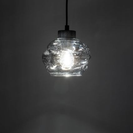 LED Lampa wisząca na przewodzie ZULIA 1xE27/15W/230V czarna/dymna
