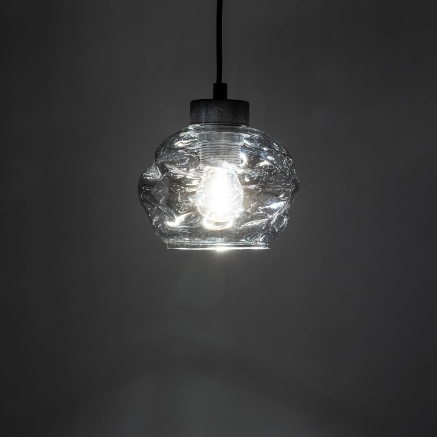 LED Lampa wisząca na przewodzie ZULIA 1xE27/15W/230V czarna/dymna