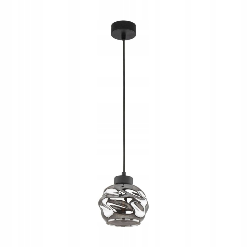 LED Lampa wisząca na przewodzie ZULIA 1xE27/15W/230V czarna/dymna