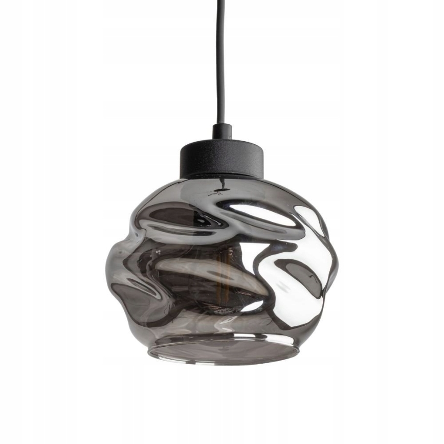 LED Lampa wisząca na przewodzie ZULIA 1xE27/15W/230V czarna/dymna