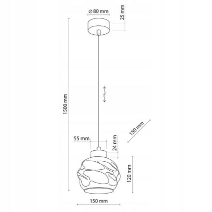 LED Lampa wisząca na przewodzie ZULIA 1xE27/15W/230V czarna/dymna