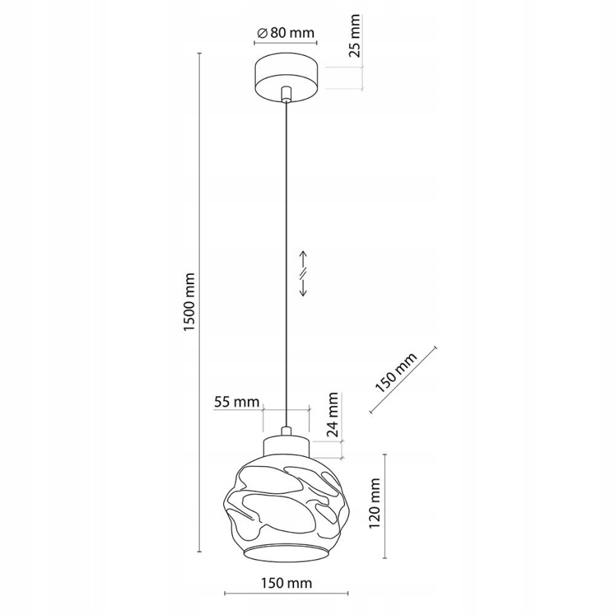 LED Lampa wisząca na przewodzie ZULIA 1xE27/15W/230V czarna/dymna