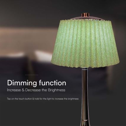 LED Regulowana dotykowa lampka stołowa z ładowaniem LED/1,5W/5V 3000/4000/6000K 1800 mAh zielona