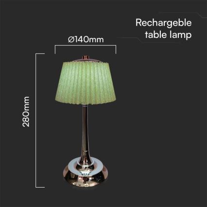 LED Regulowana dotykowa lampka stołowa z ładowaniem LED/1,5W/5V 3000/4000/6000K 1800 mAh zielona