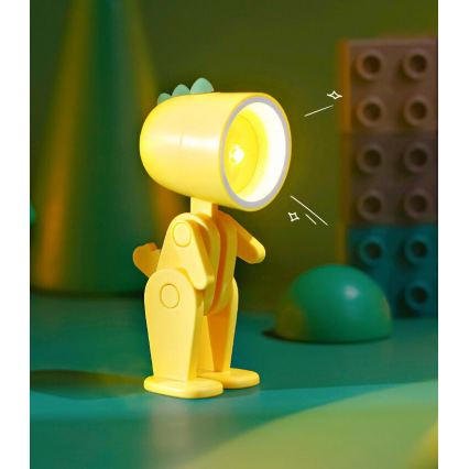 LED Lampka biurkowa LED/0,06W/3xLR41 dinozaur, żółta