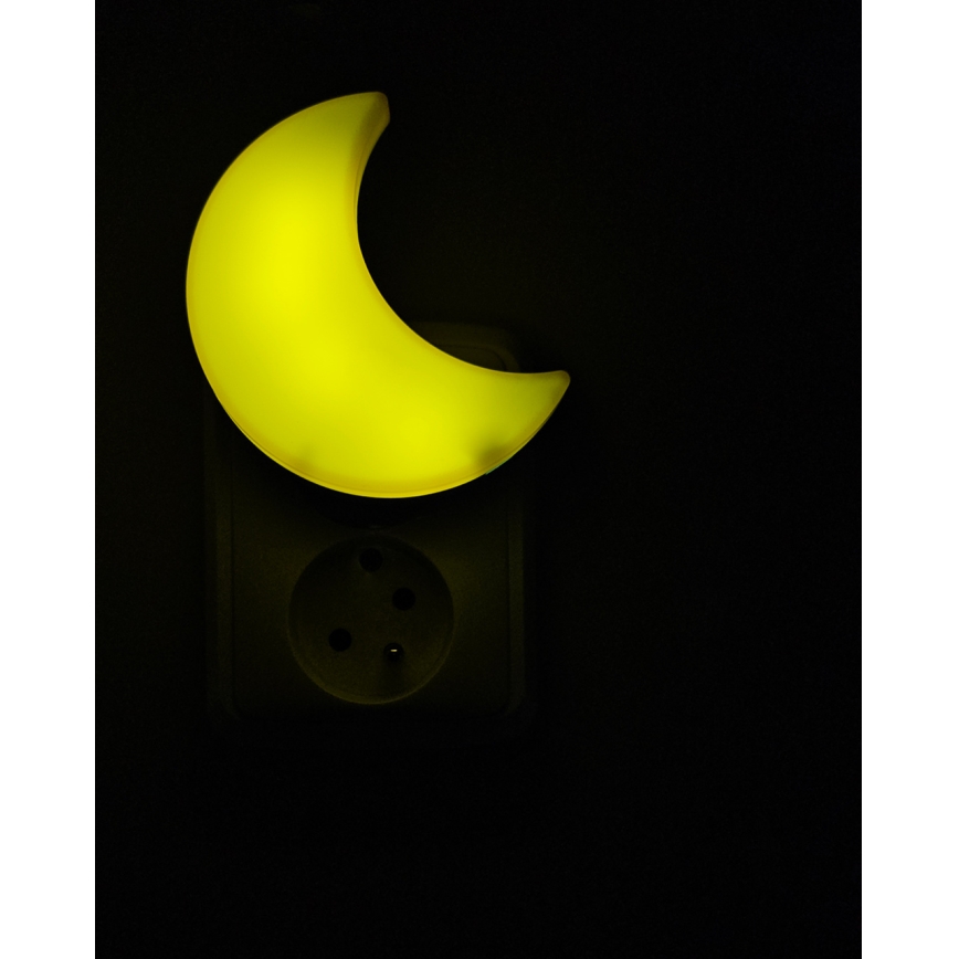 LED Lampka dziecięca nocna z czujnikiem zmierzchu LED/0,5W/230V księżyc