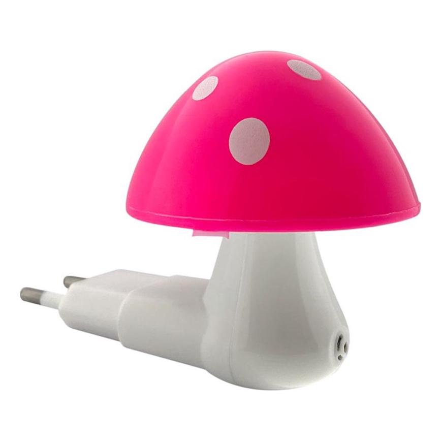 LED Lampka dziecięca nocna z czujnikiem zmierzchu LED/0,5W/230V muchomor