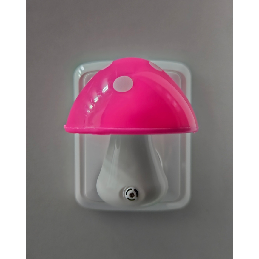 LED Lampka dziecięca nocna z czujnikiem zmierzchu LED/0,5W/230V muchomor