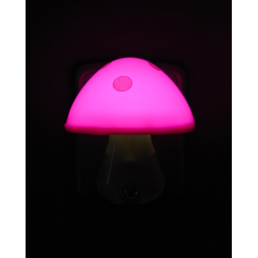 LED Lampka dziecięca nocna z czujnikiem zmierzchu LED/0,5W/230V muchomor