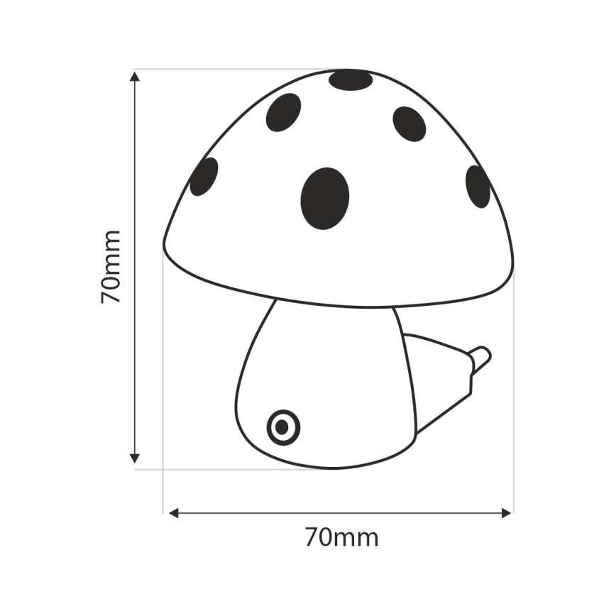 LED Lampka dziecięca nocna z czujnikiem zmierzchu LED/0,5W/230V muchomor
