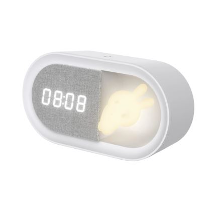LED Regulowana lampka nocna z budzikiem BUNNY LED/1,2W/5V 3000K
