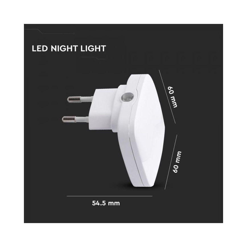 LED Lampka nocna z czujnikiem LED/0,5W/230V 60mm 4000K kwadrat