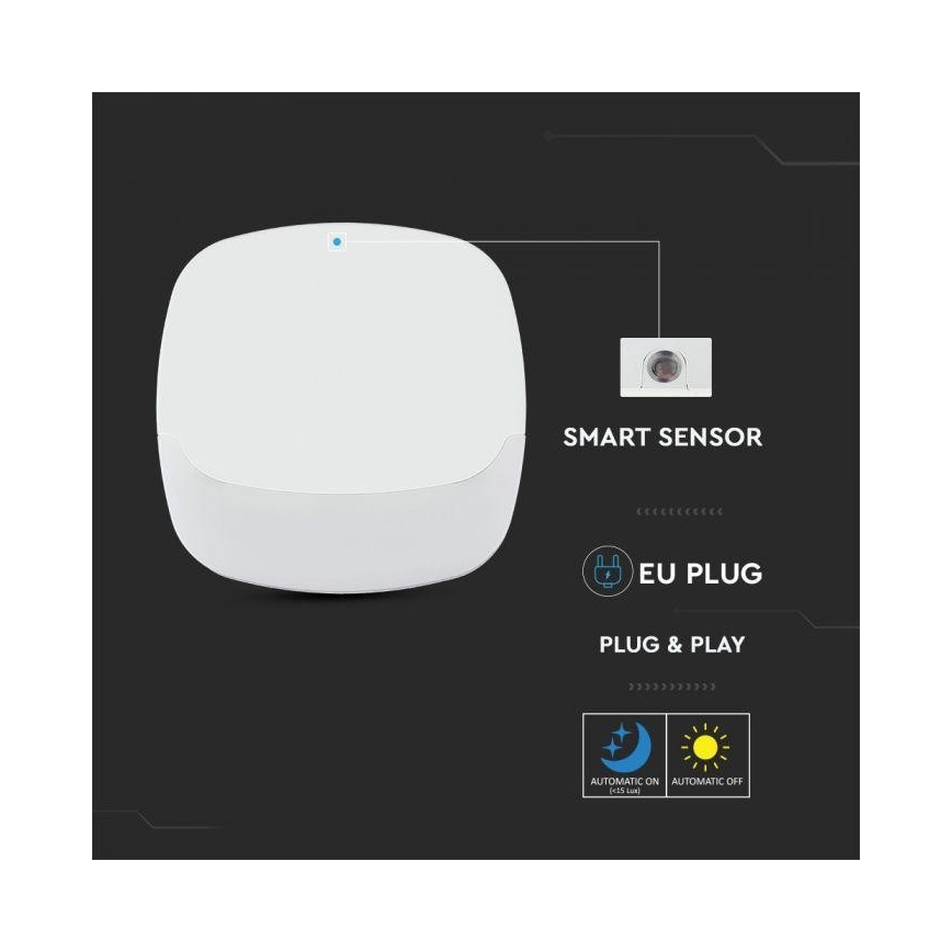 LED Lampka nocna z czujnikiem LED/0,5W/230V 65mm 3000K kwadrat