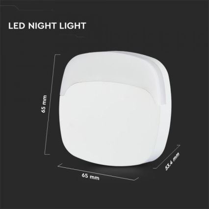 LED Lampka nocna z czujnikiem LED/0,5W/230V 65mm 3000K kwadrat