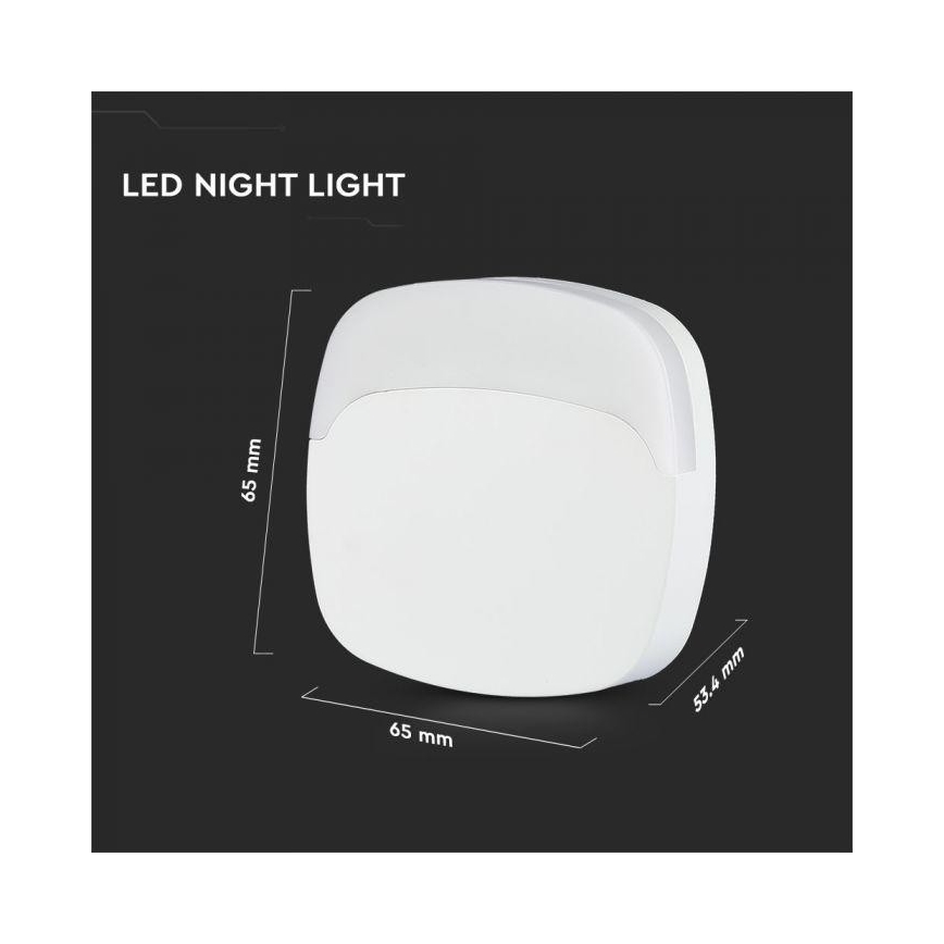 LED Lampka nocna z czujnikiem LED/0,5W/230V 65mm 3000K kwadrat