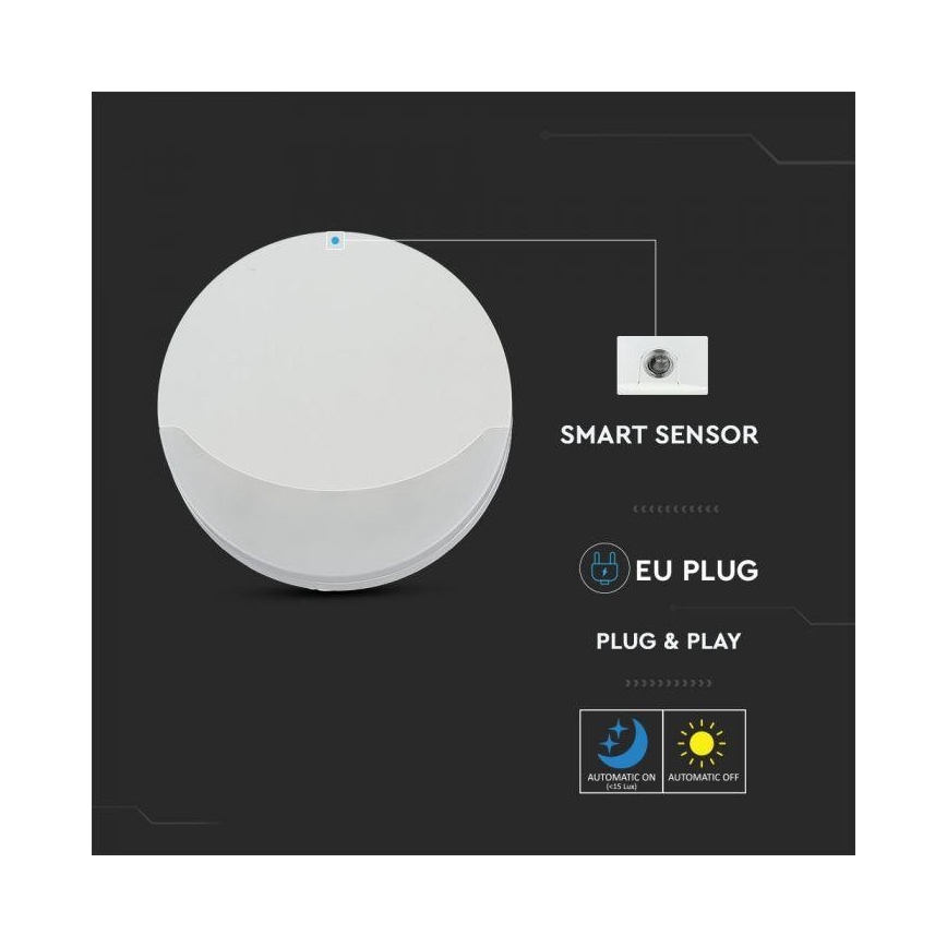 LED Lampka nocna z czujnikiem LED/0,5W/230V 65mm 3000K okrągła