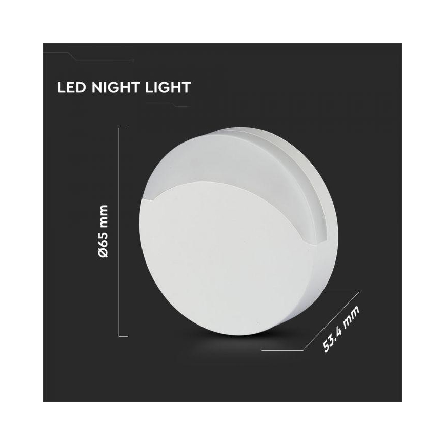 LED Lampka nocna z czujnikiem LED/0,5W/230V 65mm 3000K okrągła