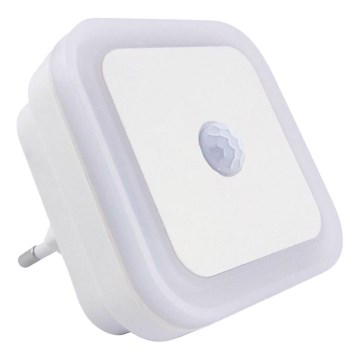 LED Lampka nocna z czujnikiem ruchu i zmierzchu LED/0,5W/230V biała