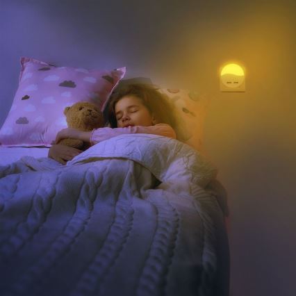 LED Lampka nocna z czujnikiem zmierzchu do gniazdka 2xUSB LED/0,45W/230V 3000K
