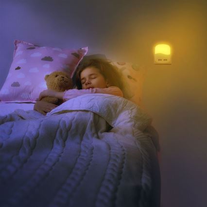 LED Lampka nocna z czujnikiem zmierzchu do gniazdka 2xUSB LED/0,45W/230V 4000K