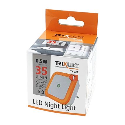 LED lampka nocna z czujnikiem zmierzchu LED/0,5W/230V pomarańczowa