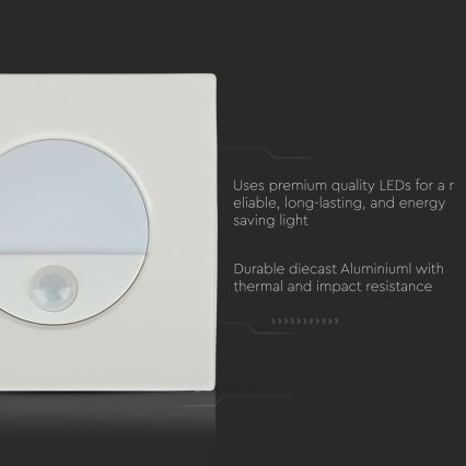 LED lampka schodowa z czujnikiem ruchu LED/3W/230V 4000K biała