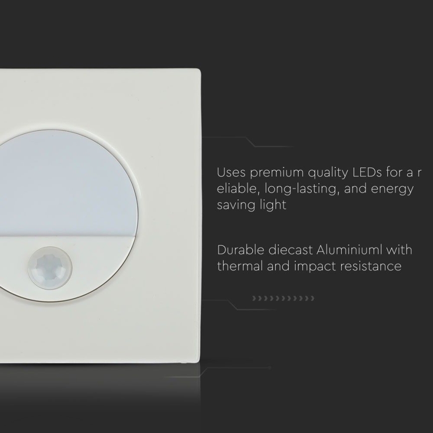 LED lampka schodowa z czujnikiem ruchu LED/3W/230V 4000K biała