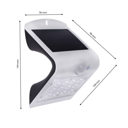 LED Solarna lampa z czujnikiem ruchu i zmierzchu LED/1,5W/1200 mAh 3,7V IP65