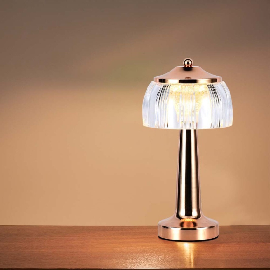 LED Regulowana jasność, ładowalna, dotykowa lampa stołowa LED/1W/5V 3000-6000K 1800 mAh różowe złoto