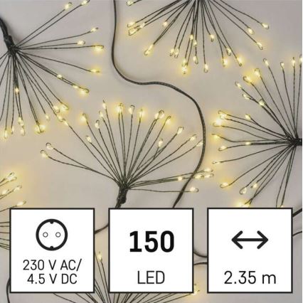 LED Łańcuch bożonarodzeniowy 150xLED/5,35m ciepła biel