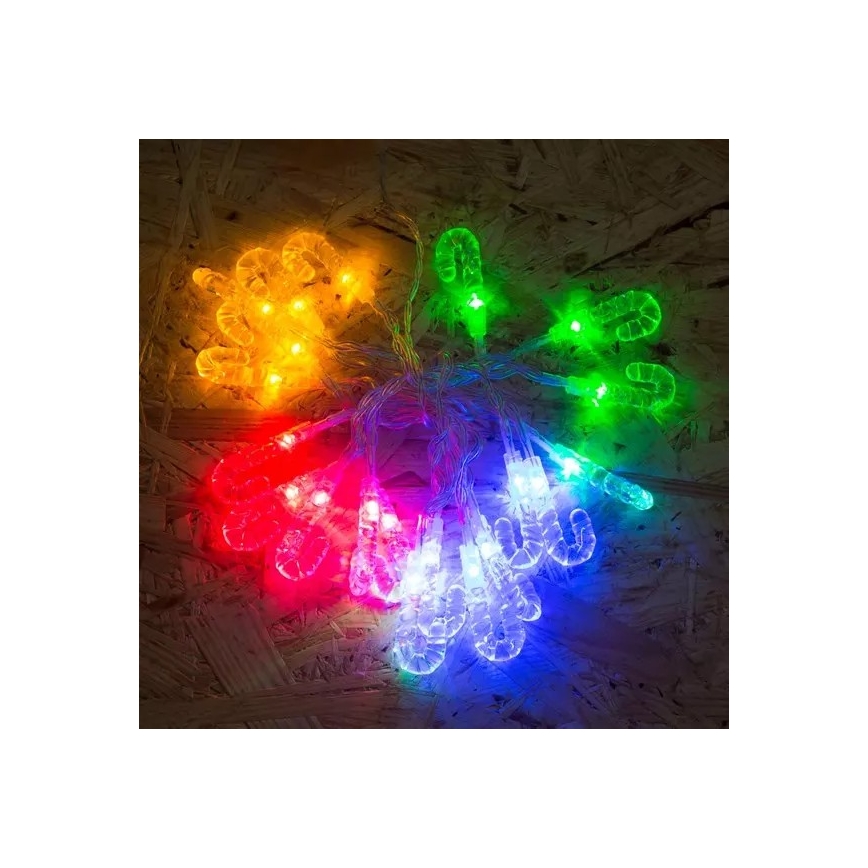 LED Łańcuch bożonarodzeniowy 20xLED 2,25m multicolor laska bożonarodzeniowa