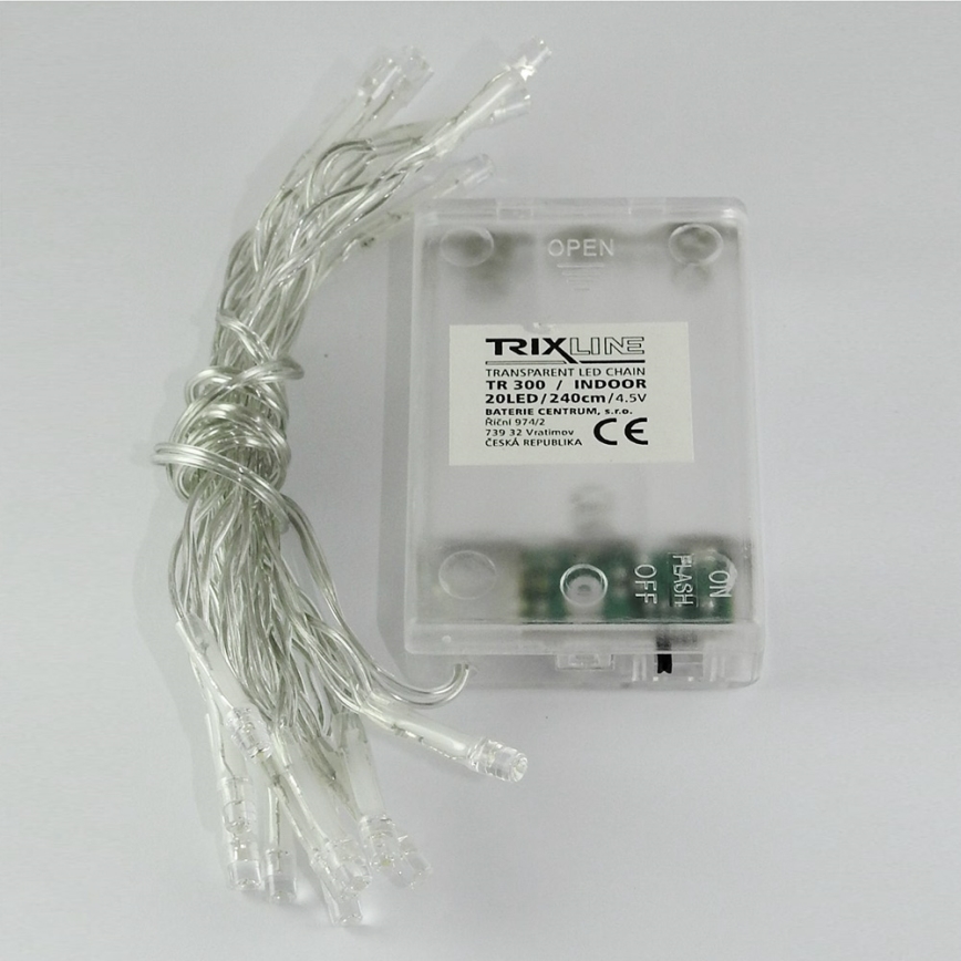 LED Łańcuch bożonarodzeniowy 20xLED/2 funkcje 2,4m zimna biel