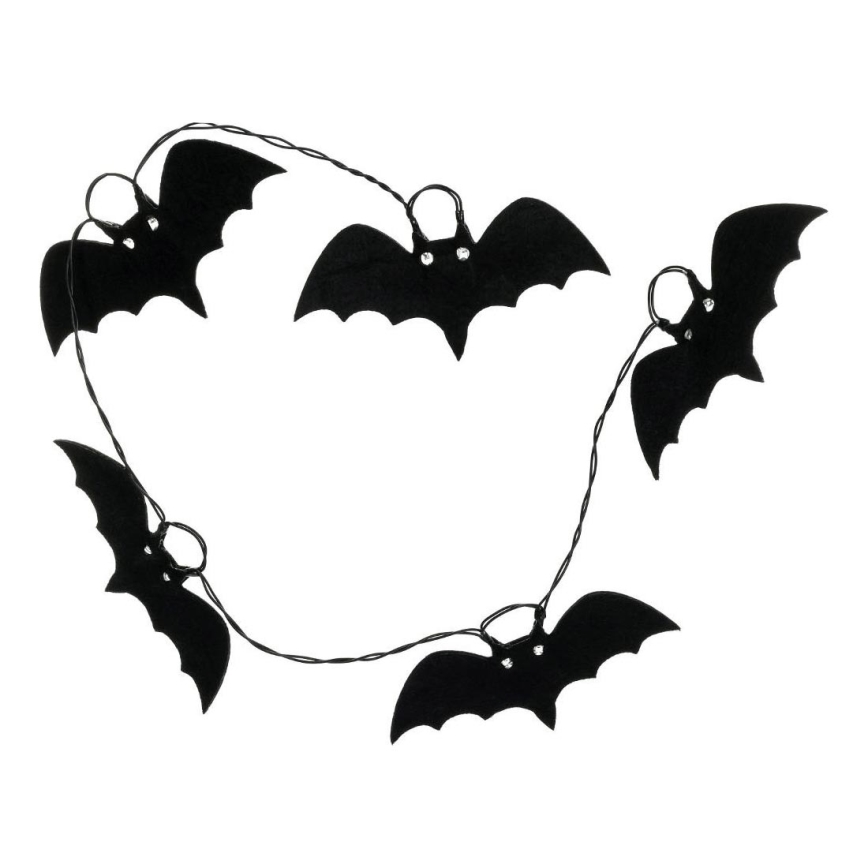 LED Łańcuch dekoracyjny HALLOWEEN 10xLED/2xAA/ciepła biel 1,3 m nietoperze
