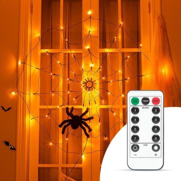 LED Łańcuch dekoracyjny HALLOWEEN LED/5V/8 funkcji pajęczyna + pilot