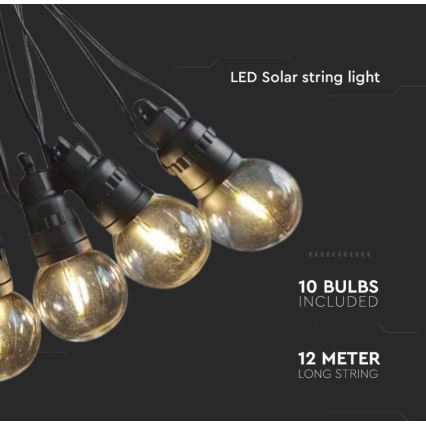 LED Łańcuch solarny 10xLED/0,5/4,5V 12 m 3000K IP44 1200 mAh + zdalne sterowanie