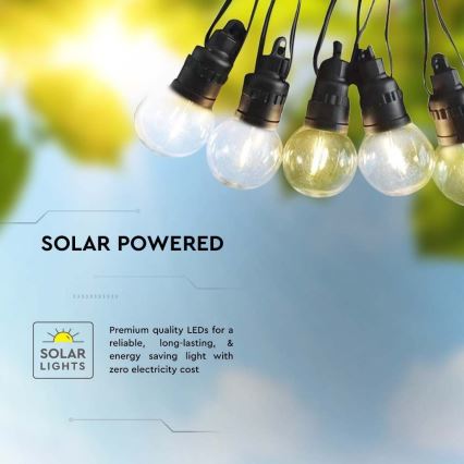 LED Łańcuch solarny 10xLED/0,5/4,5V 12 m 3000K IP44 1200 mAh + zdalne sterowanie